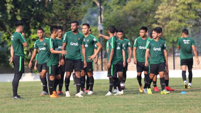 Timnas U-22 Indonesia menggelar sesi latihan di Lapangan A, SUGBK. (Foto: Alan Kusuma/kumparan)