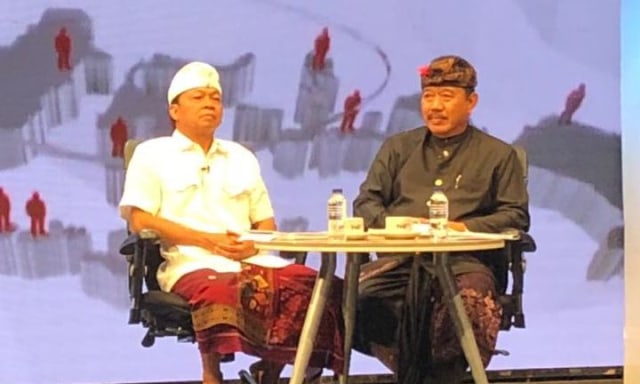 Gubernur Koster bersama Wakilnya Cok Ace. Keduanya menjanjikan perlindungan terhadap pertanian dalam masa kampanye (kanalbali/RLS)