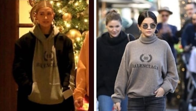 Hailey Bieber dan Selena Gomez Mengenakan Sweater Balenciaga. (Foto: IG: @jaileynahillgowithjelena)