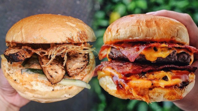 Burger murah Jakarta. (Foto: Instagram/@burgushi.id dan @flipburger_id)