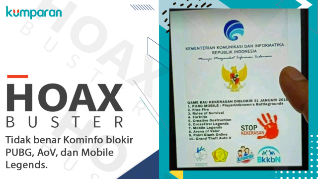Tidak benar Kominfo blokir PUBG, AoV, dan Mobile Legends. (Foto: kumparan)