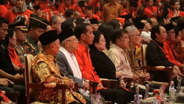 Suasana acara HUT Ke- 46 PDI Perjuangan di JIEXPO HALL B3 dan C3 Kemayoran Jakarta, Kamis (10/1) (Foto: Nugroho Sejati/kumparan)