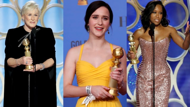 Glenn Closse, Rachel Brosnahan, Regina King di Golden Globes 2019 (Foto: dok. Valerie Macon, Mark Ralston/ AFP & Paul Drinkwater/NBC Universal)