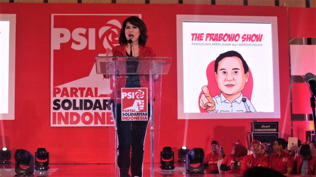 Ketua Umum Partai Solidaritas Indonesia, Grace Natalie pidato politik awal tahun 2019 di Bandung, Jawa Barat. (Foto: kumparan)