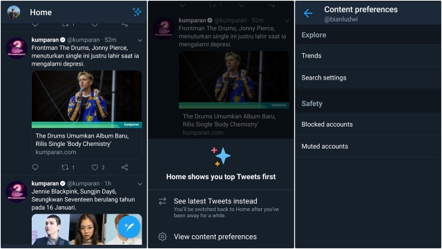 Pilihan algoritma baru di Twitter. (Foto: Twitter)