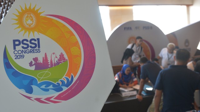 Persiapan Kongres PSSI 2019. (Foto:  ANTARA FOTO/Nyoman Budhiana/foc.)