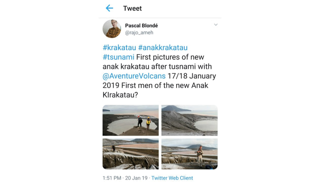 Screenshot tweet WNA yang langgar batas Anak Krakatau. (Foto: @rajo_ameh/Twitter)