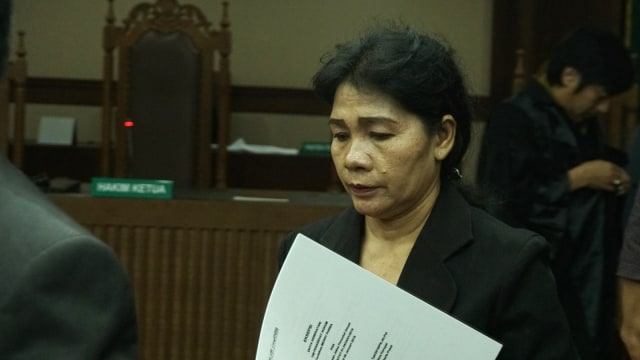 Mantan hakim ad hoc pada Pengadilan Tindak Pidana Korupsi (Tipikor) PN Medan, Merry Purba dalam sidang di Pengadilan Tipikor Jakarta, Senin (21/1/). Foto: Nugroho Sejati/kumparan 