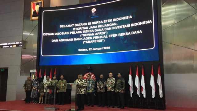 Dewan Asosiasi Pelaku Reksa Dana dan Investasi Indonesia (Dewan Aprdi) dan Asosiasi Bank Agen Penjual Efek Reksa Dana (Abaperdi) Luncurkan Program National Campaign Reksa Dana 2019. (Foto: Abdul Latif/kumparan)