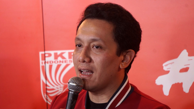 Ketua Umum PKPI  Diaz Hendropriyono pada Konferensi pers Road to Final Indonesian eSports Games 2018/2019 di Restoran Libris, Jakarta, Selasa (22/1/2019). Foto: Nugroho Sejati/kumparan