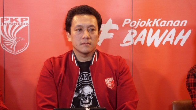 Ketua Umum PKPI Diaz Hendropriyono pada Konferensi pers Road to Final Indonesian eSports Games 2018/2019 di Restoran Libris, Jakarta, Selasa (22/1/2019). (Foto: Nugroho Sejati/kumparan)