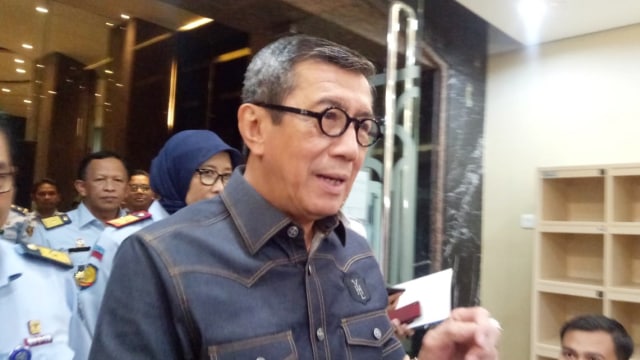 Menkumham Yasonna H Laoly terkait status pembebasan ABB. (Foto: Aprilandika Pratama/kumparan )
