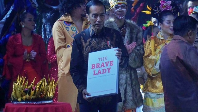 Presiden Joko Widodo di acara perayaan hari ulang tahun Megawati Soekarnoputri yang ke-72 di Hotel Grand Sahid Jaya, Jakarta, Rabu (23/1/2019). (Foto: Irfan Adi Saputra/kumparan)