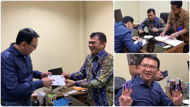 Basuki Tjahaja Purnama menandatangani dokumen pembebasan usai menjalanani masa tahanan di Mako Brimob Kelapa Dua. (Foto: Instagram @basukibtp)