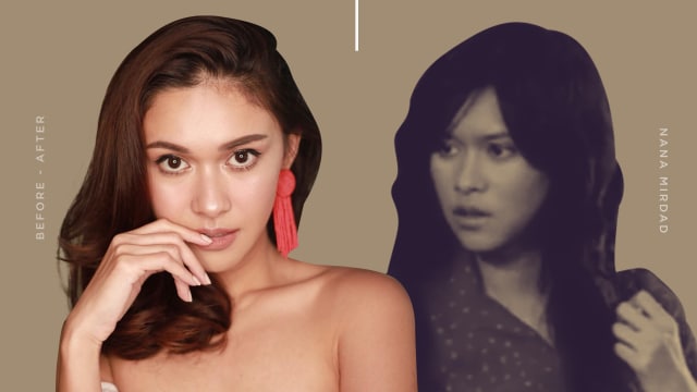 Penampilan Nana Mirdad Dulu dan Sekarang. (Foto: Infografik: Nunki Lasmaria Pangaribuan.)