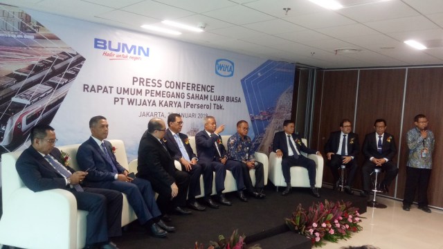 Konferensi pers Rapat Umum Pemegang Saham Luar Biasa PT Wijaya Karya, Jumat (28/1). (Foto: Resya Firmansyah/kumparan)