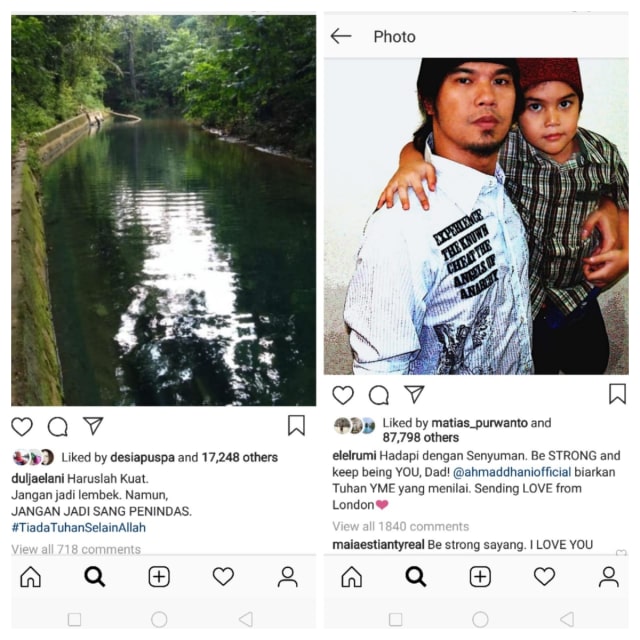 Dukungan anak-anak untuk Ahmad Dhani (Foto: IG @duljaelani @elelrumi)