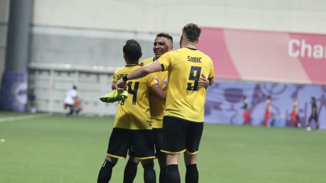 Selebrasi pemain Persija di laga vs Home United. Foto: Dok. Media Persija