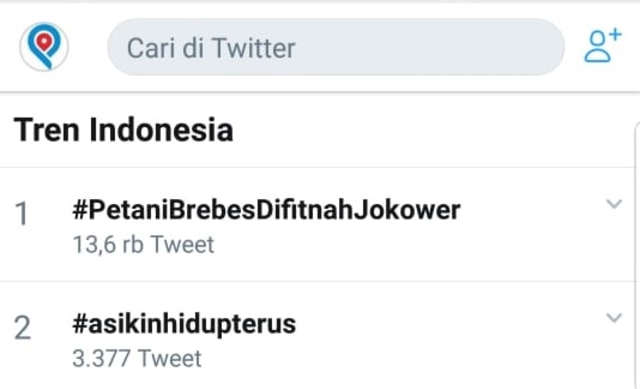 Tagar Petani Brebes Difitnah Jokower Jadi Trending Topic di Twitter