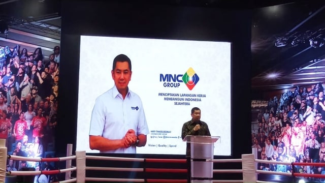 Komisaris Utama MNC Sekuritas, Hary Tanoesoedibjo pada Investor Gathering & Corporate Forum 2019 MNC Sekuritas. Foto: Selfy Sandra Momongan/kumparan