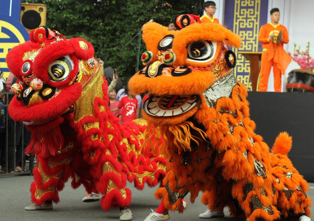 Atraksi barongsai pada pembukaan Festival Cap Go Meh di Pontianak, Kamis (14/2) Herman SP.