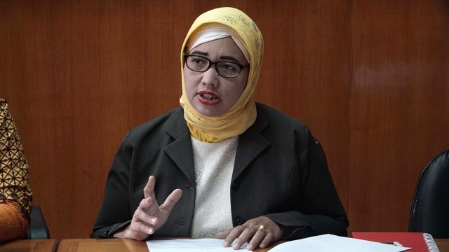 Komisioner bidang pendidikan Retno Listyarti saat konferensi pers tentang KPAI di awal 2019 mencatat banyaknya kasus-kasus anak di bidang pendidikan, Jakarta, Jumat (15/2/2019). Foto: Irfan Adi Saputra/kumparan