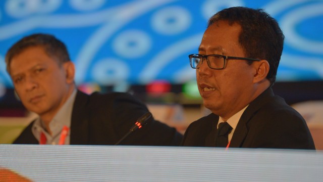 Joko Driyono naik menjadi Plt Ketua Umum PSSI melalui Kongres Tahunan di Nusa Dua, Bali. Foto: Nyoman Budhiana/Antara