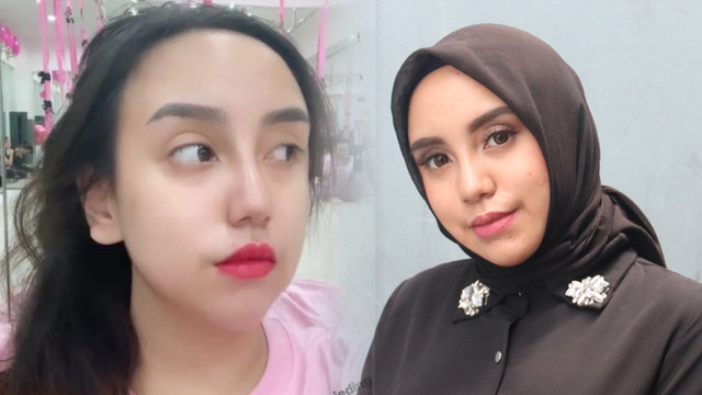 Salmafina Sunan usai lepas hijab dan saat berhijab. Foto: Instagram/@salmafinasunan dan Munady Widjaja