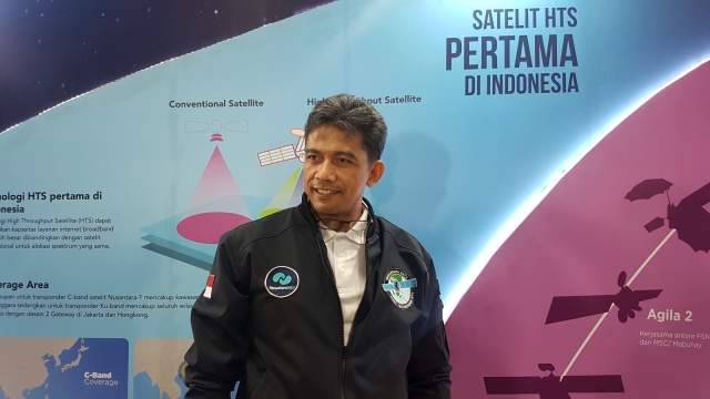 Direktur Jaringan PSN Heru Dwikartono pada Konferensi pers PT Pasifik Satelit Nusantara (PSN) terkait peluncuran Satelit Nusantara Satu, di kantor PSN, Jakarta Selatan, Jumat (22/2). Foto: Efira Tamara Thenu/kumparan