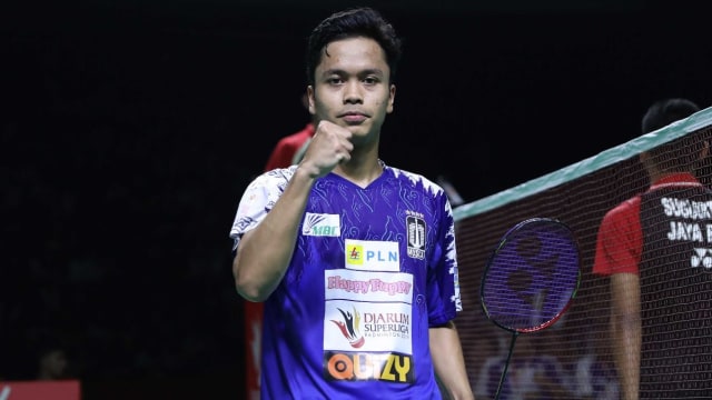 Tunggal putra, Anthony Sinisuka Ginting, di semifinal Djarum Superliga Badminton 2019. Foto: Dok. PBSI