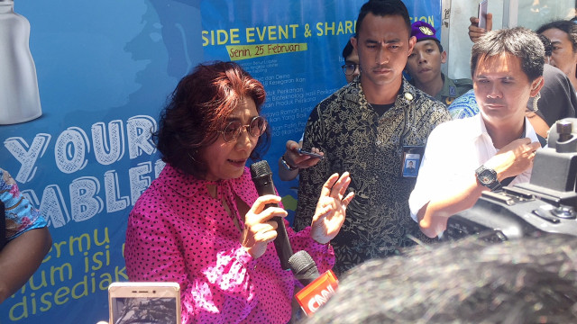 Menteri Kelautan dan Perikanan, Susi Pudjiastuti di Acara Our Ocean Conference (OCC), Kampus Unpad Bandung. Foto: Okky Ardiansyah/kumparan