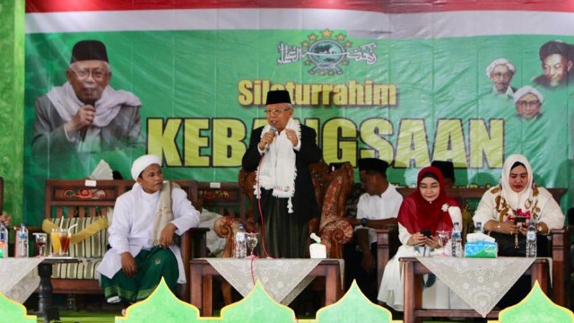 Cawapres 01 Ma'ruf Amin dalam acara Silaturahmi Kebangsaan di Banjar Sari, Ciamis, Jawa Barat, Kamis (28/2). Foto: Rafyq Panjaitan/kumparan