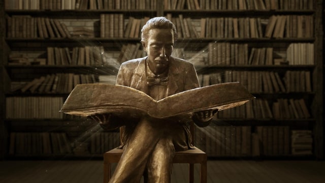 Patung Multatuli di halamang samping museum. Patung seberat 400 kilogram ini dibuat oleh Dolorosa Sinaga.. Foto: Herun Ricky/kumparan