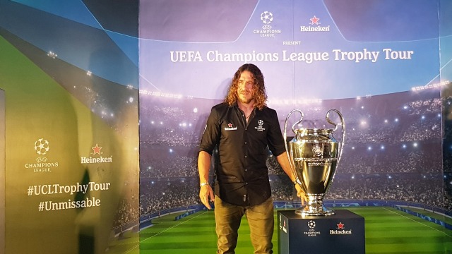 Carles Puyol pada Acara Pembukaan UEFA Champions League Trophy Tour di Beer Hall, Senayan, Jakarta Selatan, hari Senin (11/3/2019). Foto: Ganesha Arif/kumparan