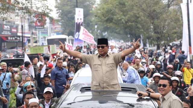 Capres no nurut 02, Prabowo Subianto saat di Kabupaten Cianjur, Jawa Barat. Foto: Dok. Badan Pemenangan Nasional