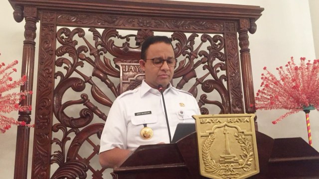 Gubernur DKI Jakarta, Anies Baswedan usai memberikan sambutan di acara konsultasi publik dalam rangka publikasi dokumen Rancangan Awal Rencana Kerja Pemerintah Daerah (RKPD) tahun 2020. Foto: Moh Fajri/kumparan