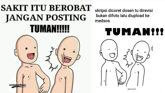 Cuitan meme kocak dengan hastag #Tuman yang sempat viral di Twitter. (Foto: Twitter/@charmce1 dan @yjanuariko)