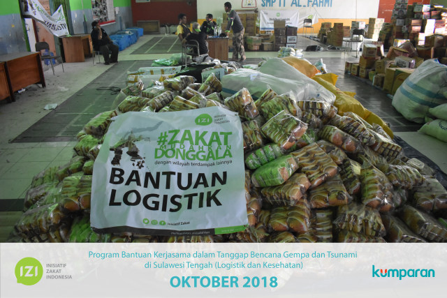 Penyerahan bantuan korban bencana Palu Foto: IZI