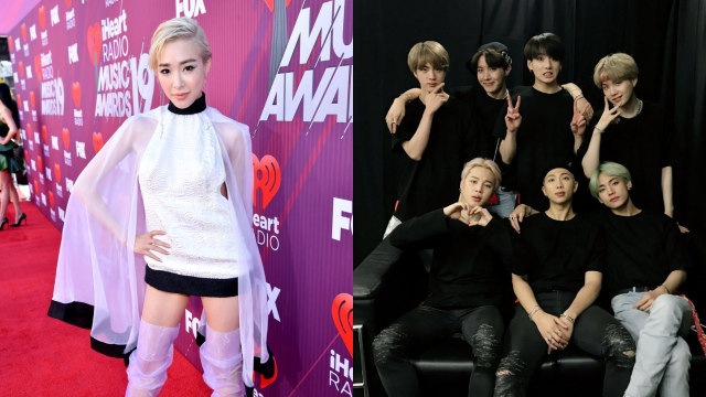 Tiffany Young dan BTS Foto: Twitter @iHeartRadio @bts_bighit