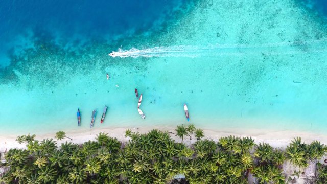 Pasir putih berpadu nyiur di Pulau Panjang, Kepulauan Banyak, Aceh Singkil. Foto: Abdul Hadi 
