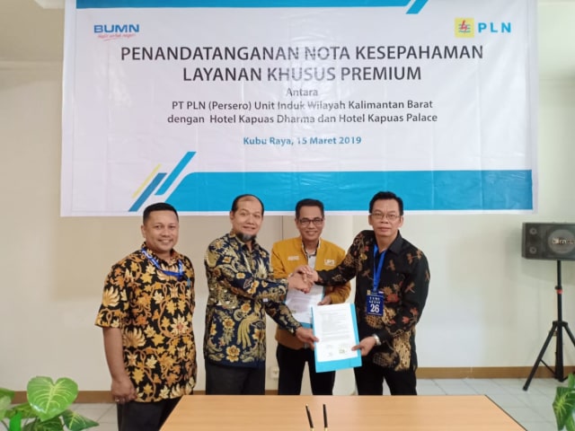 Hotel Kapuas Palace dan Hotel Kapuas Dharma resmi beralih menjadi pelanggan premium PLN. Foto: ist