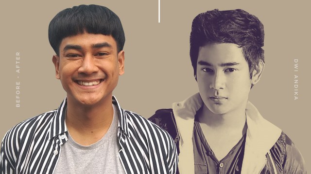 Penampilan Dwi Andhika dulu dan sekarang. Foto: Infografik: Putri Sarah Arifira/kumparan.