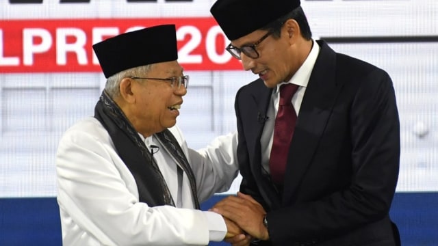Ma'ruf Amin dan Sandiaga Uno Foto: ANTARA FOTO/Wahyu Putro A