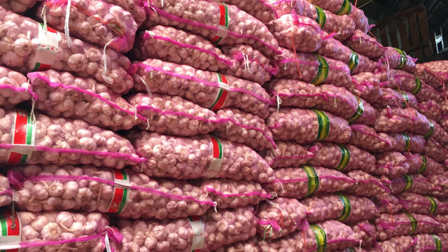 Stok bawang putih di Pasar Induk Kramat Jati, Jakarta. Foto: Selfy Momongan/kumparan