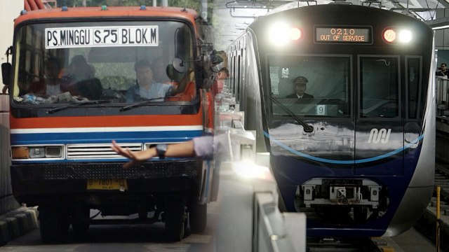 Metromini dan MRT. Foto: Fanny Kusumawardhani/kumparan dan Iqbal Firdaus/kumparan