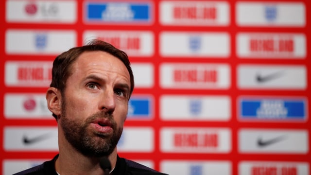 Southgate dalam konferensi pers jelang. Foto: Reuters/John Sibley