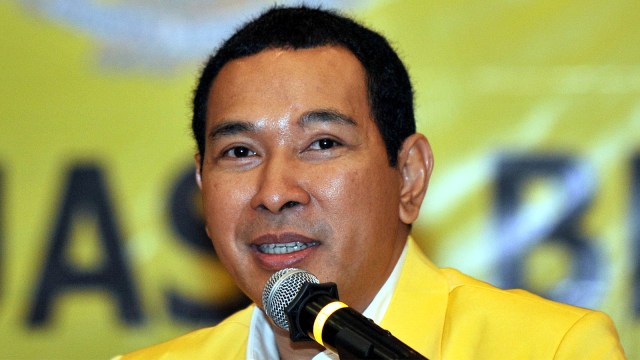 Ketua Umum Partai Berkarya, Hutomo Mandala Putra atau yang dikenal Tommy Soeharto. Foto: AFP PHOTOS / ADEK BERRY