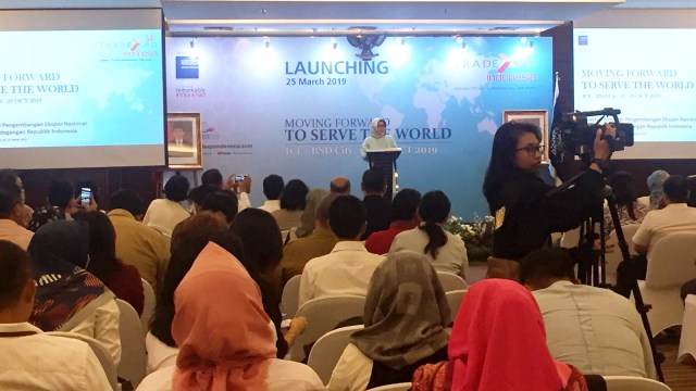 Direktur Jenderal Pengembangan Ekspor Nasional (PEN) Kementerian Perdagangan, Arlinda, resmi meluncurkan Trade Expo indonesia (TEI) 2019 di Kementerian Perdagangan, Jakarta Pusat, Senin (25/3). Foto: Elsa Toruan/kumparan