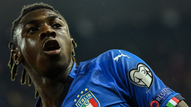 Moise Kean pada pertandingan antara Italia dan Finlandia. Foto: AFP/Andreas Solaro