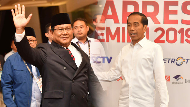 Kedua pasangan calon Presiden Joko Widodo dan Prabowo Subianto saat Debat Ke IV Pilpres 2019 di Hotel Shangri-La, Jakarta Pusat, Sabtu, (30/3). Foto: ANTARA FOTO